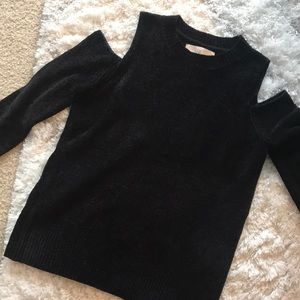 Black open shoulder sweater